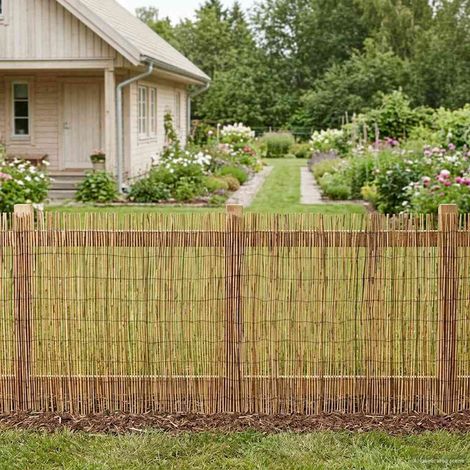 vidaXL Recinzione per Giardino Carbonizzato 300 x 100 cm Giunco