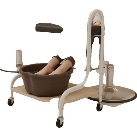 Carrello per pediluvio, struttura in legno e metallo smaltato, mobile con 4 ruote universali, portata massima 100 kg, cuscino morbido in PU per i piedi, ideale per l'uso in salone. (1/5)