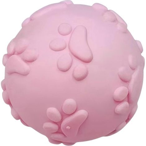 Balle en caoutchouc rose pour chien - Résistante aux morsures et nettoyante pour les dents (1/5)