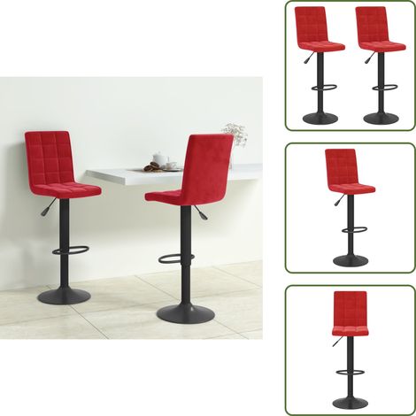 Tabourets de bar lot de 2 rouge bordeaux velours - Tabouret De Bar - Tabourets De Bar - Chaise De Comptoir - Chaises De Comptoir (1/5)