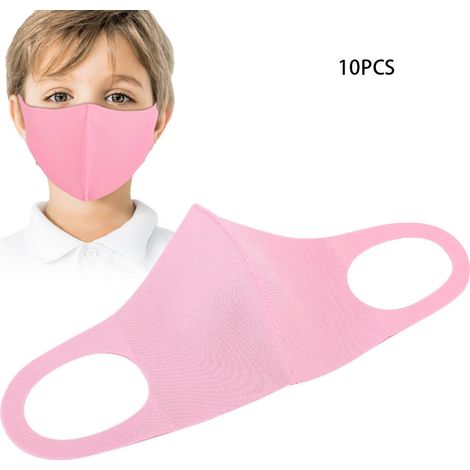 Masque buccal enfant réutilisable 10 pièces - Protection anti-poussière et solaire - Respiratoire et lavable - Rose (1/5)