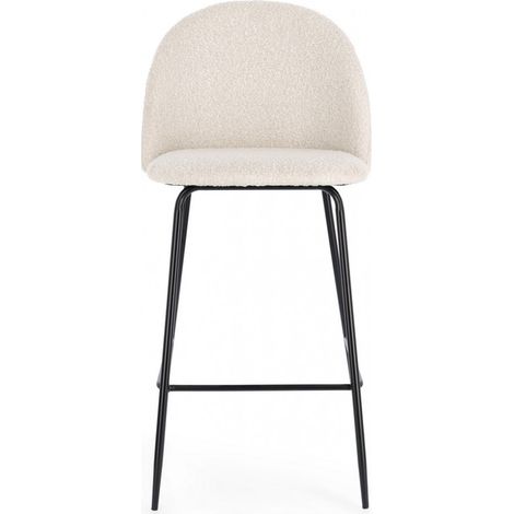 Set 2 Sgabelli Bar Bouclé Bianco Moderno da Interno - SIMON - Colore: Bianco (1/5)