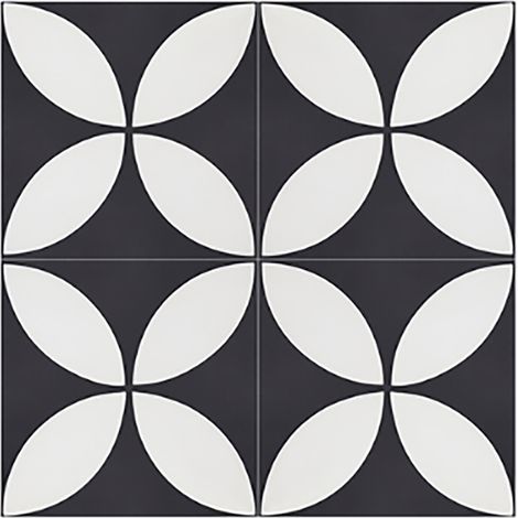 Pegane – Lot de 4 carreaux de ciment noir/blanc 20x20cm – Épaisseur 14mm – Poreux pour traitement hydrofuge – Carreaux artisanaux pour sol et mur (1/3)