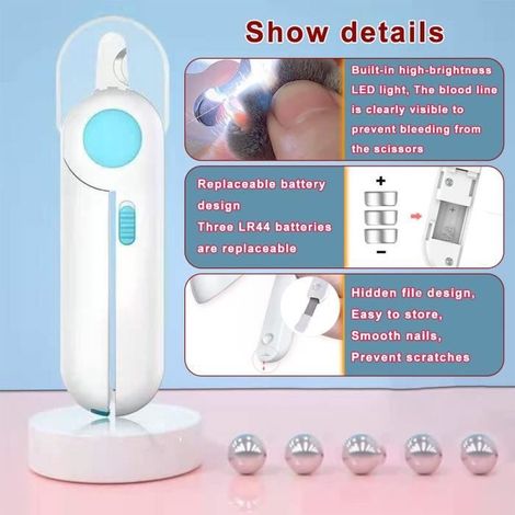 HONORNIC - Coupe Ongle Chien Chat,Professionnel Coupe Griffes pour Animaux de Compagnie,avec des Lumières LED et Protection éclaboussures(Bleu) - 3