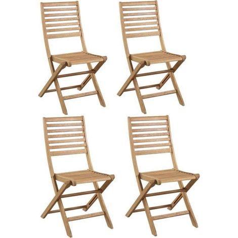 Lot de 4 chaises de jardin pliantes - EDEN - Bois Eucalyptus FSC - 57,5 x 46,5 x H90 cm (1/5)