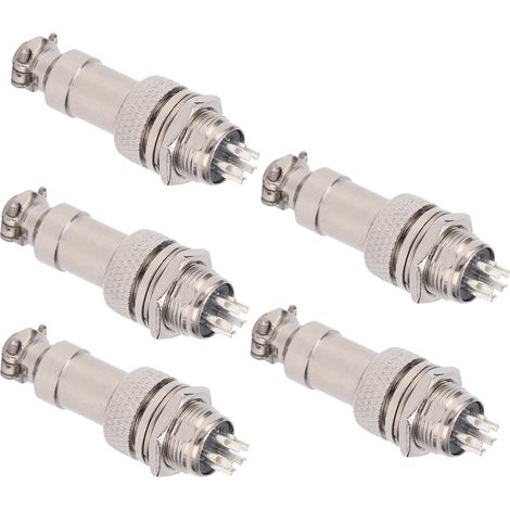 Lot de 5 connecteurs de prise aviation mâle/femelle pour panneau d'alimentation, châssis, fixations métalliques 5A GX12 450V 5 broches