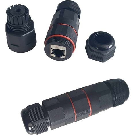 2 Connettori Rete RJ45 IP68 Forma I Manicotto Collegamento Cavo Esterno 105x30mm