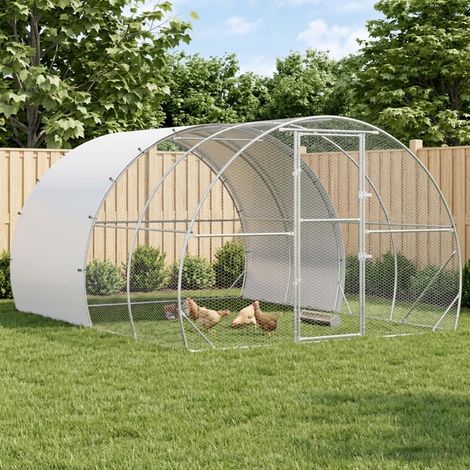 vidaXL Poulailler Argenté 400 x 300 x 200 cm Acier galvanisé (1/5)