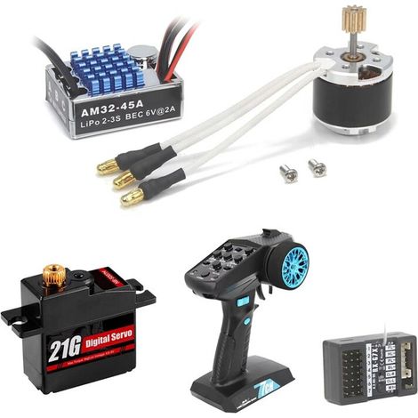 Kit de servo de 21 g para coches RC 1/12 MN82 MN99S MN168 MN78 con motor sin escobillas 2322 2600KV, ESC de 45 A y 7 canales.