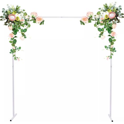 Arche de mariage carrée avec fond en métal pour anniversaire, arche de mariage, accessoires décoratifs pour fond de fête, fleurs DIY avec cadre (blanc 2 × 2 m) (1/5)