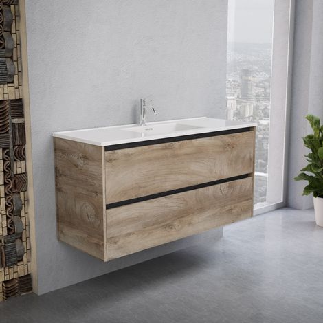 Inda - Mobile bagno 120 cm Rovere naturale con 2 cassetti e (1/5)