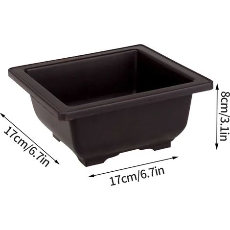 Pot de fleurs rectangulaire en plastique pour bonsaï (forme carrée, comme sur la photo). Ce pot de fleurs rectangulaire sert également de plateau et d'accessoire pour la décoration extérieure et la cu (1/4)