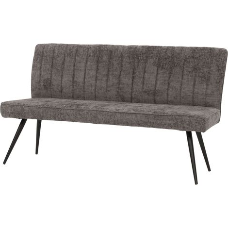 [JAMAIS UTILISÉ] Banquette HHG-187, banquette de salle à manger banquette rembourrée, dossier tissu/textile chenille métal 160cm, gris-brun