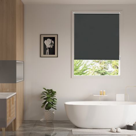 WOLTU Verdunklungsrollo ohne Bohren Klemmfix, Thermorollo Fensterrollo Blickdicht easyfix Verdunkelung Rollos, Sichtschutz und Sonnenchutz für Fenster, Tür, 100x130cm (BxH), Anthrazit (1/5)
