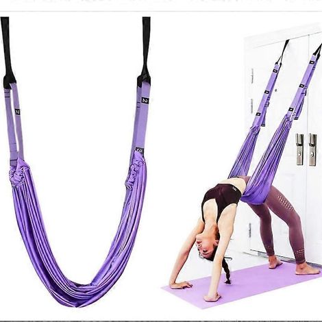Sangle de yoga aérien, sangle d'étirement pour les jambes, la taille et le dos, ceinture de yoga ajustable pour corriger la courbure du dos et améliorer la flexibilité du dos (1/5)