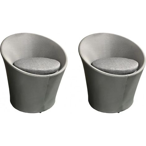 Lot de 2 fauteuils de jardin rond gris en textilène - KIMI (1/5)