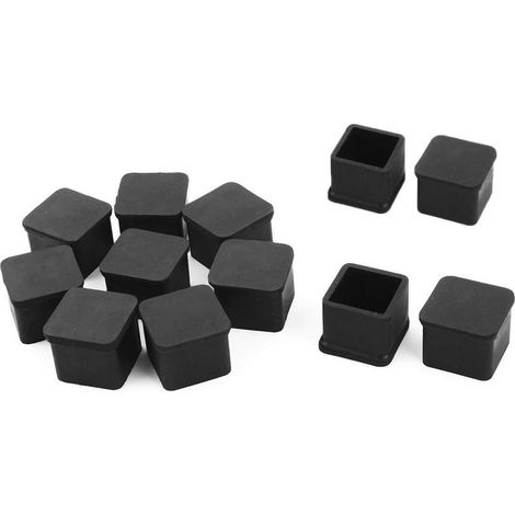 Patins de protection carrés en caoutchouc de 2,5 x 2,5 cm pour pieds de meubles (tables, chaises, etc.), protection pour sols en bois, 12 pièces, noir. (1/5)