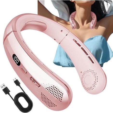 Ventilador de cuello portátil: ventilador de cuello plegable sin aspas,ventilador de cuello portátil recargable,ventilador de viaje para acampar (1/2)
