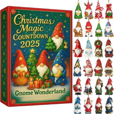 Calendrier de Noël 2025 Pendentif 2D 24 jours Compte à rebours pour sapin de Noël Pour couronnes de fête, mur, porte, cheminée, voiture, étagère, salon, chambre à coucher, table pour et (1/5)