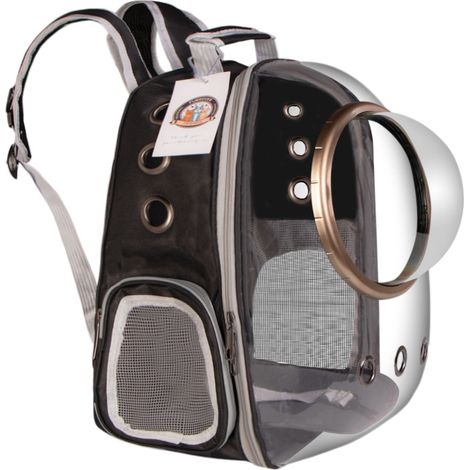 Mochila transportadora para gatos y perros Furrever Friends CatVision UFO Negra (1/5)