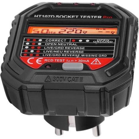 Tester per prese elettriche - AYNEFY - HT107D - Display LCD - 7 modalità di illuminazione a LED - Tensione massima 250V (1/4)