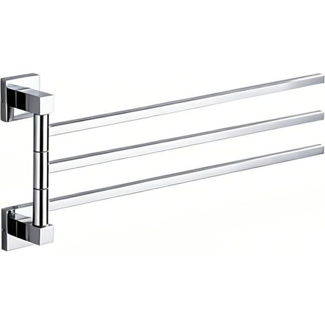 Porte serviettes mural 3 bras pivotants finition chrome brillant acier inoxydable durable fixation invisible solution élégante pour salle de bains moderne (1/3)