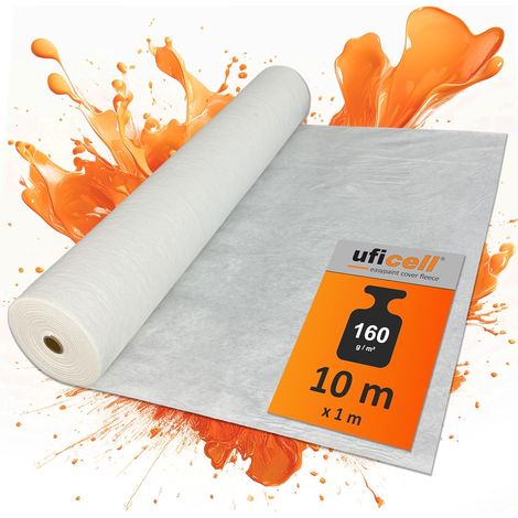 non-tissé de peintre avec revêtement adhésif - 10 m² - Qualité supérieure - Poids: 160 g/m² - Protection parfaite pour les revêtements de sol (rouleau de 10 m²) (1/5)