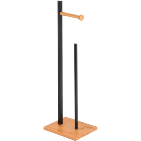 Dérouleur papier toilette bambou et noir 22x16x66.5cm (1/3)