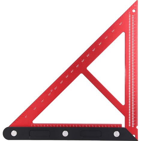 Équerre triangle aluminium menuisier, règle équerre 90° graduée en pouces, outil de mesure charpente, équerre de précision bricolage (1/5)