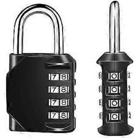 Lot de 2 cadenas à code pour casier, cadenas à combinaison à 4 chiffres (noir)