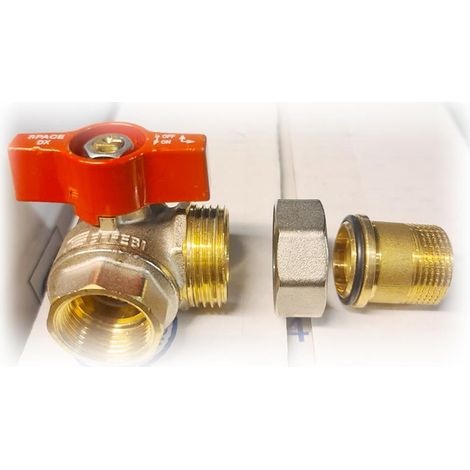 Valvola a sfera squadra per collettori maniglia rossa 3/4 dx  dn 20  pn 40 (1/4)