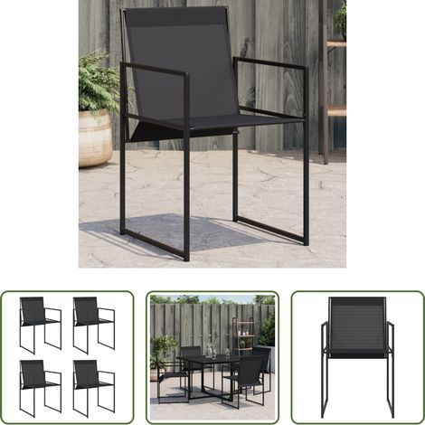 Gartenmöbel - Gartenstühle 4 Stk. Schwarz Stahl und Textilene (1/5)