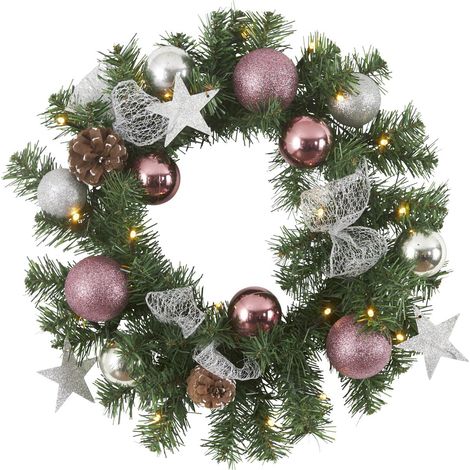 LED-Tannenkranz "Noel", ca. 40 cm Ø, pink/silber (1/4)