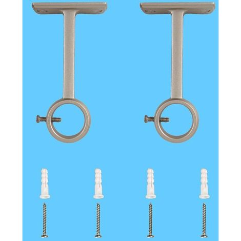 2 supports de tringle à rideaux, fixation de tringle à rideaux, support de tringle à rideaux mural et plafond, argent