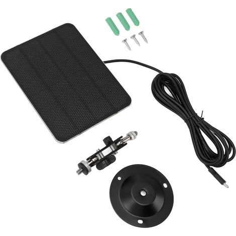 5-W-Solarpanel, Wandhalterung mit Bügel, 3 m langes Handy-Ladekabel, Solarenergiesystem für Heimüberwachungskameras (1/5)