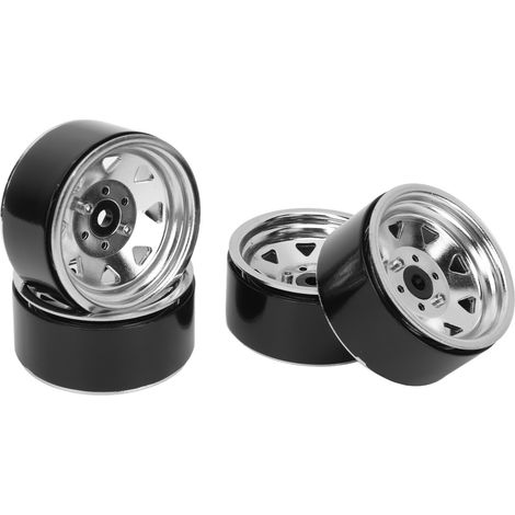 4 pièces jantes RC 1,9 pouces universelles, support robuste, roues à 8 rayons pour Axial SCX10, SCX10 II, SCX10 III, argent (1/5)