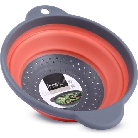 Passoire de cuisine pliable marron Ø 23 cm – Passoire en silicone peu encombrante pour la cuisine, le camping et l'extérieur – Léger, compact et passe au lave-vaisselle (1/5)