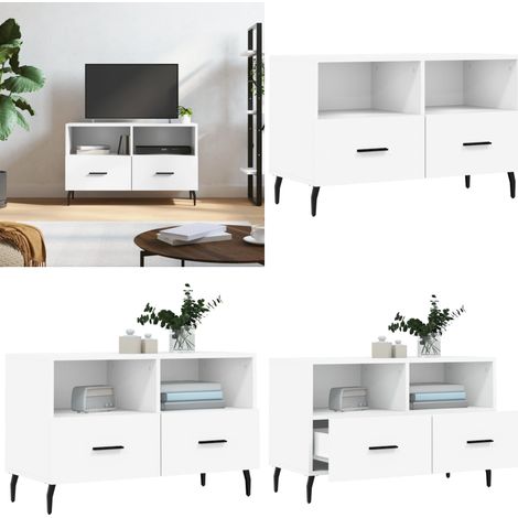TV-Schrank Weiß 80x36x50 cm Holzwerkstoff - TV Schrank - Fernsehtisch - Regal - Wohnzimmermöbel - Holzmöbel - Home & Living (1/5)