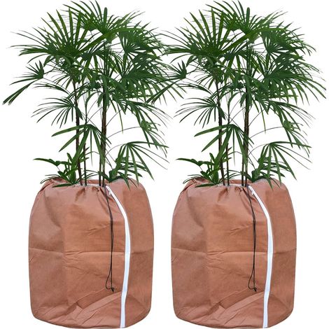 Thermo Topfschutz, Topfpflanzen Schutzbeutel für Pflanzen, Winter Topfschutz mit Zugband 2 Stück - 70 x 65 cm (1/5)