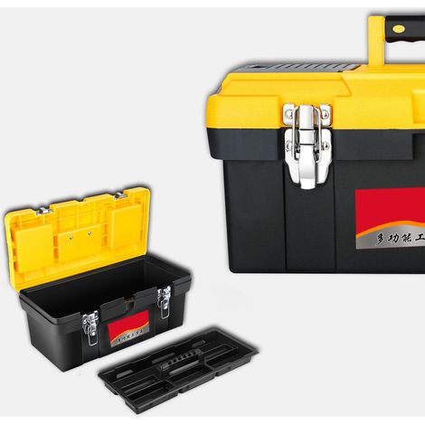 Tragbarer 2-stöckiger Werkzeugkasten, Aufbewahrung für Elektro- und Heimwerkerbedarf, 50,8 cm (20 Zoll) großer Organizer aus verstärktem Kunststoff, hochwertiger Eisenverschluss, 45,5 x 24 x 20 cm (1/5)