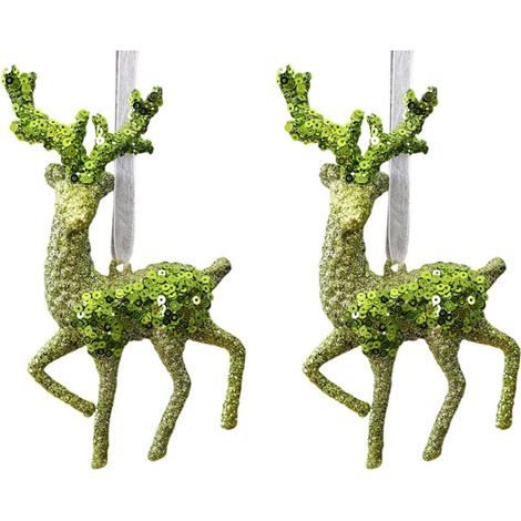 Ornamento verde con paillettes, decorazione da appendere all'albero in-3 (1/2)