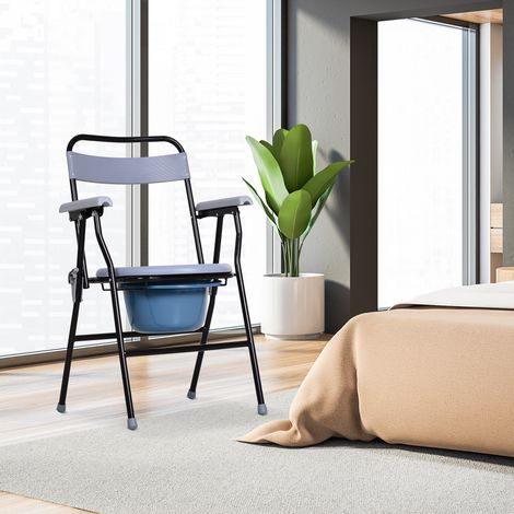 Chaise dans des tubes en fer et plastique de 52 x 50 x toilette pliante avec siège de toilette amovible pour personnes âgées et handicapées (1/4)
