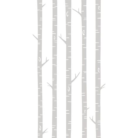 papier peint panoramique troncs de bouleau gris - ESTAhome (1/5)