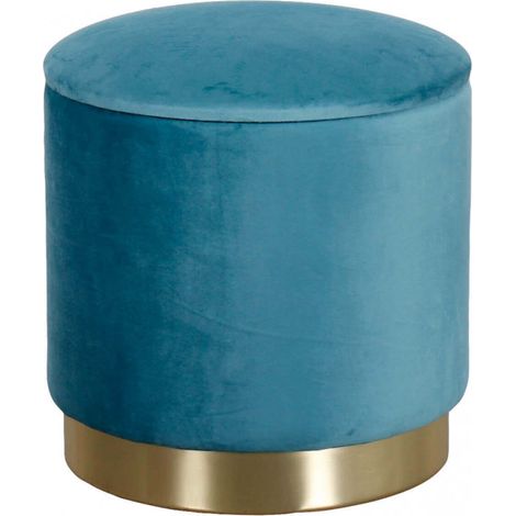 Pouf Contenitore Rotondo In Velluto Ottanio (1/5)