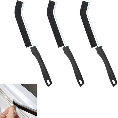 Cepillo para ranuras de 3 piezas - Herramienta de limpieza doméstica - para inodoros, baños, cocinas y hogares - Negro - Multifuncional (1/5)