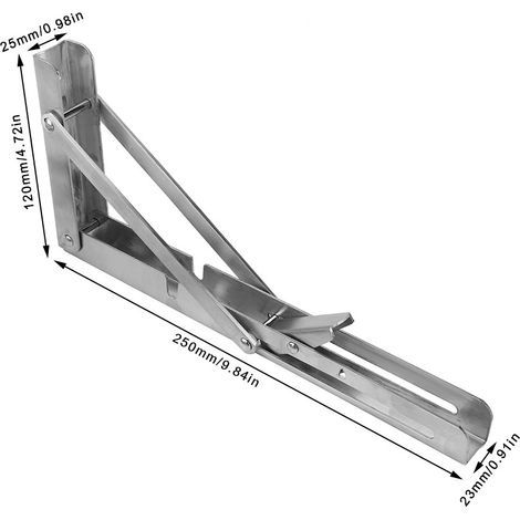 25 cm (10 Zoll) klappbare dreieckige Tischhalterung aus Edelstahl für Wandregale (2 Stück) - AquaForge