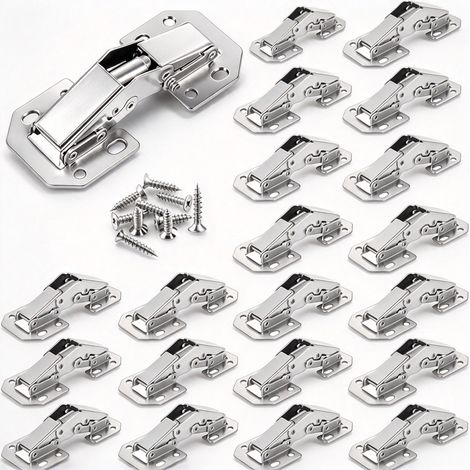 20 Pièces Charnières de Meuble 90° – Charnières de Porte de Placard 3 Pouces – Pour Portes d’Armoire, Cuisine, Penderie et Commode