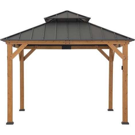 Zedernholz Gazebo KAPS mit Solar - 330cm x 330cm, anthrazit
