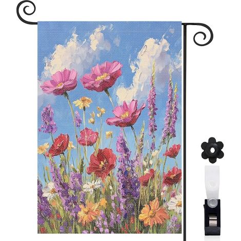 Drapeau de jardin extérieur décoration saisonnière toile résistante double face 30 x 45 cm pour balcon terrasse (1/5)