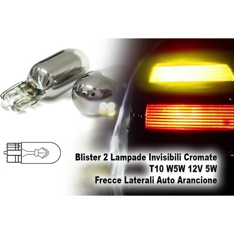 Blister 2 lampade alogene T10 W5W 12V 5W arancioni cromate invisibili per frecce laterali (1/3)